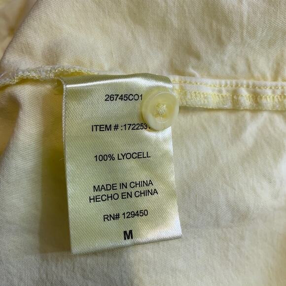 Ecothreads Shirt Women M Medium Yellow Button Up Pocket Short Sleeves Dropcut - Picture 10 of 13